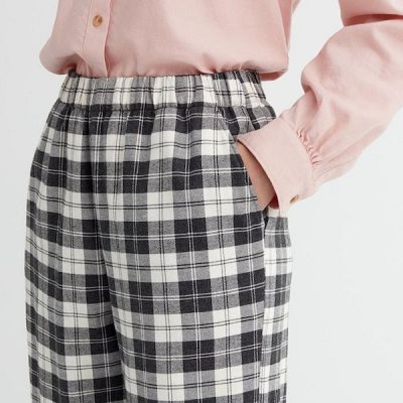 Black Uniqlo Flannel Women Pants | 4491195