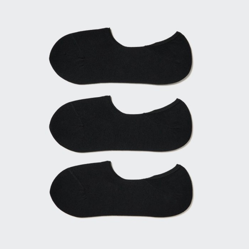 Black Uniqlo Footsies (3 Pairs) Women Socks | 9064266