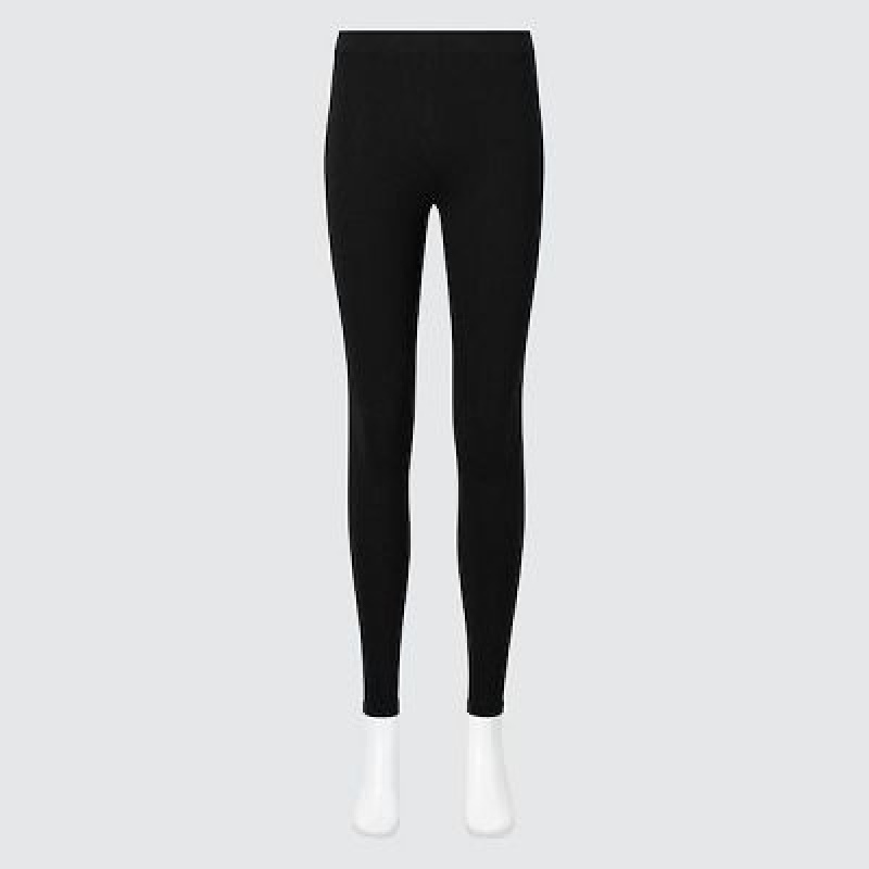 Black Uniqlo HEATTECH Cotton Women Leggings | 351255