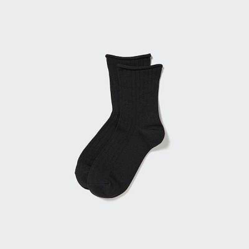 Black Uniqlo HEATTECH Crew Women Socks | 9219829