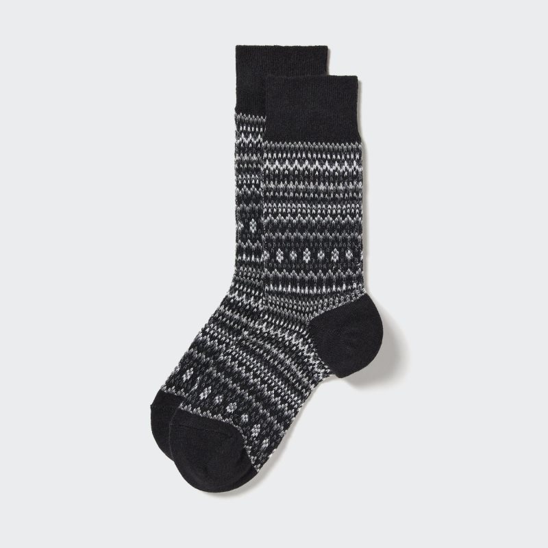 Black Uniqlo HEATTECH Fair Isle Men Socks | 4230420