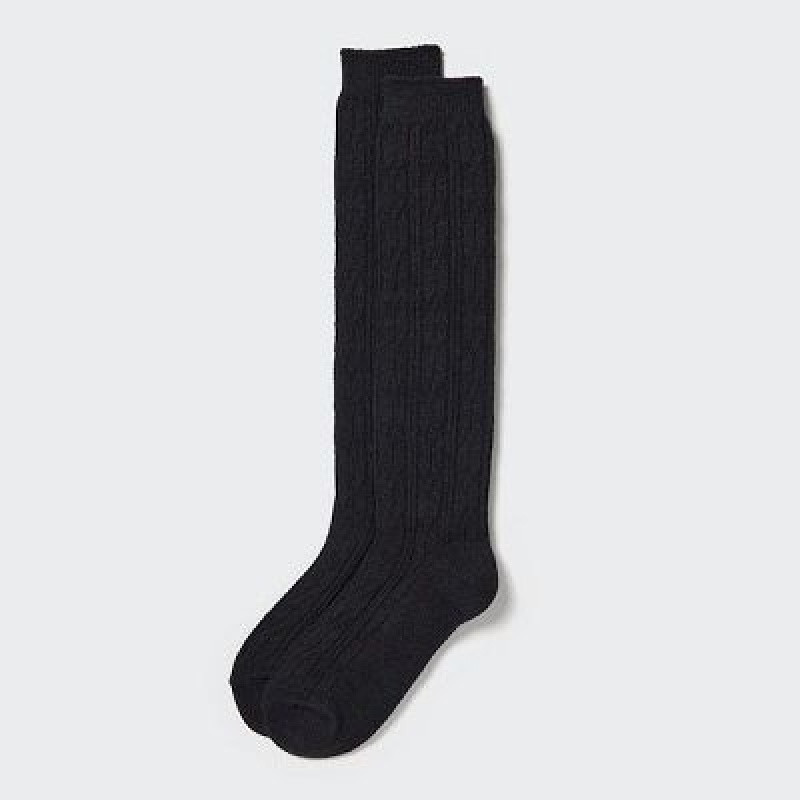 Black Uniqlo HEATTECH Knee High Women Socks | 675979