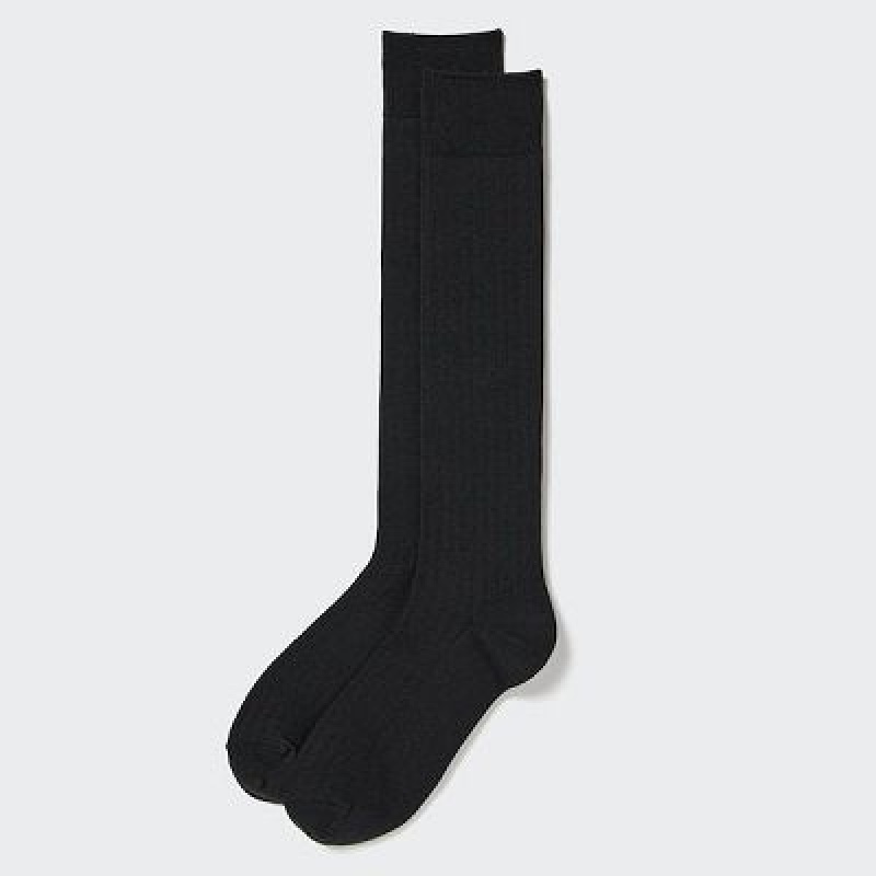 Black Uniqlo HEATTECH Knee High Women Socks | 278979