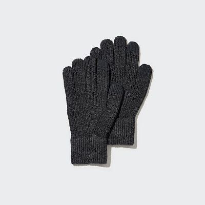 Black Uniqlo HEATTECH Knitted Women Gloves | 6730905