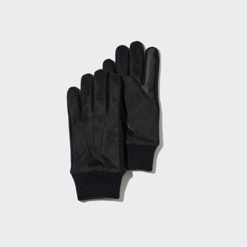 Black Uniqlo HEATTECH Lined Men Gloves | 6349073
