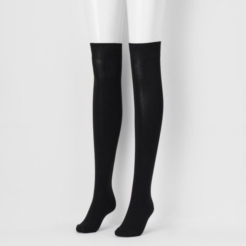 Black Uniqlo HEATTECH Over-The-Knee Women Socks | 8195895