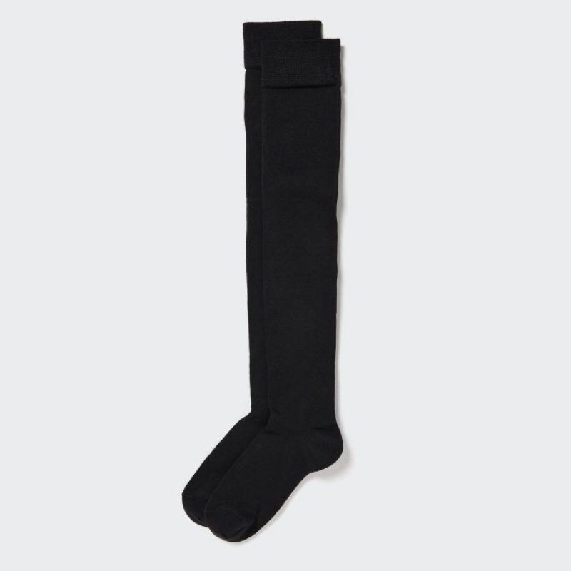 Black Uniqlo HEATTECH Over-The-Knee Women Socks | 8195895