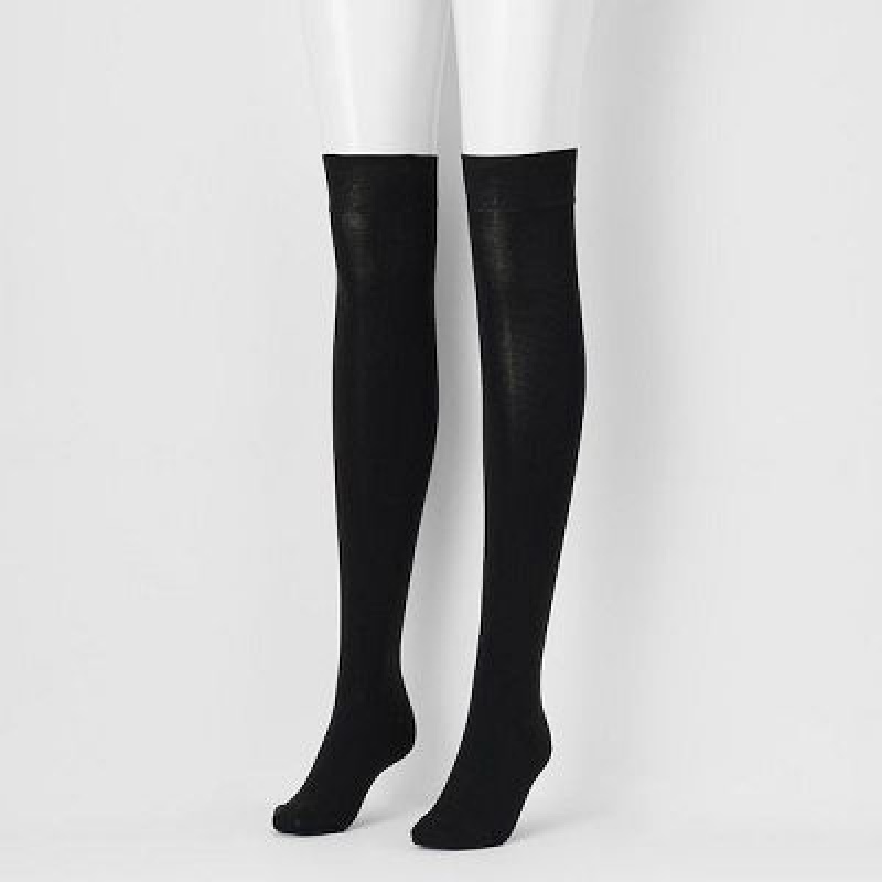Black Uniqlo HEATTECH Over-The-Knee Women Socks | 9256853