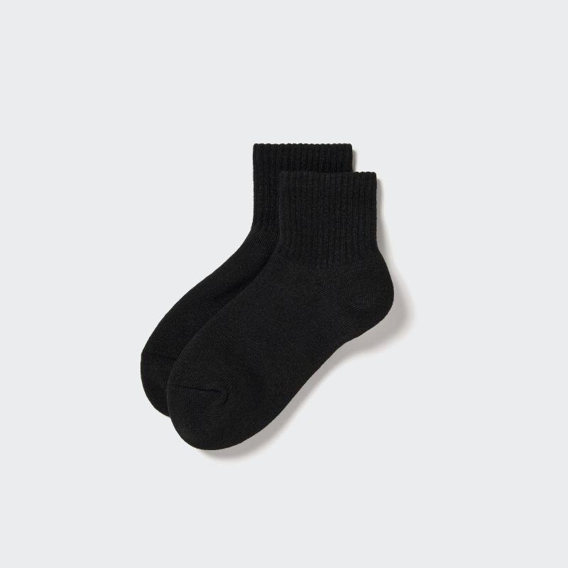 Black Uniqlo HEATTECH Pile Half Men Socks | 1998982