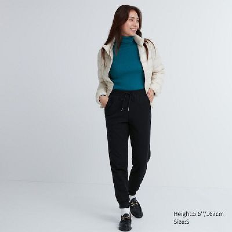 Black Uniqlo HEATTECH Pile Lined Sweat Women Pants | 8662461