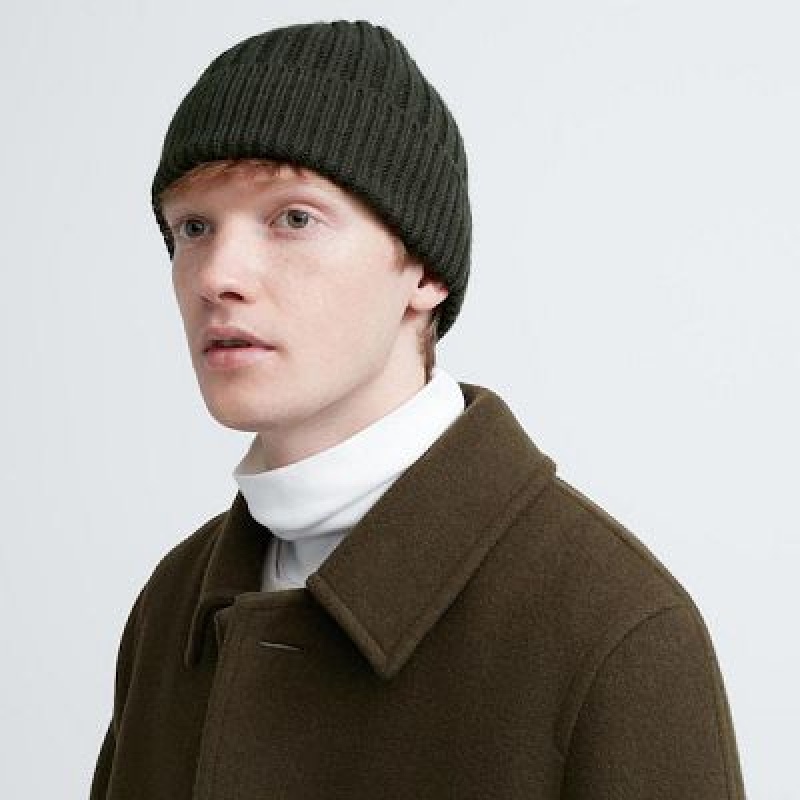 Black Uniqlo HEATTECH Ribbed Women Beanie | 5126034