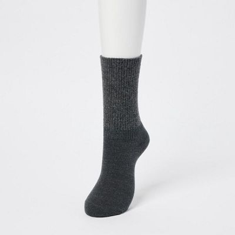 Black Uniqlo HEATTECH Souffle Yarn Women Socks | 8456103