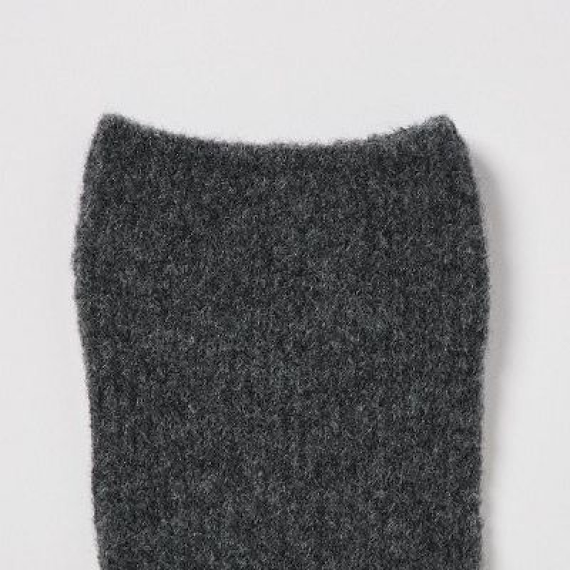Black Uniqlo HEATTECH Souffle Yarn Women Socks | 8456103