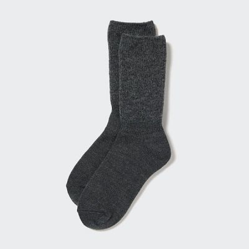 Black Uniqlo HEATTECH Souffle Yarn Women Socks | 8456103