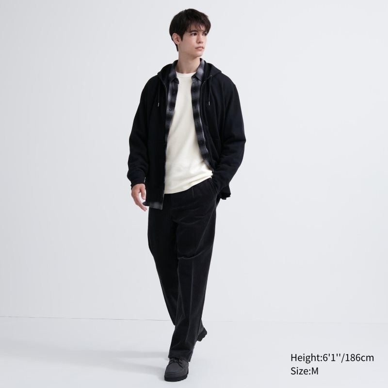 Black Uniqlo Heattech Cotton Waffle Crew Neck Extra Warm Men T Shirts | 8710819