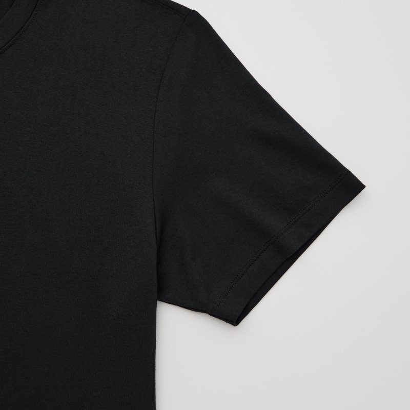 Black Uniqlo Heattech Crew Neck Short-sleeve Men T Shirts | 1608604