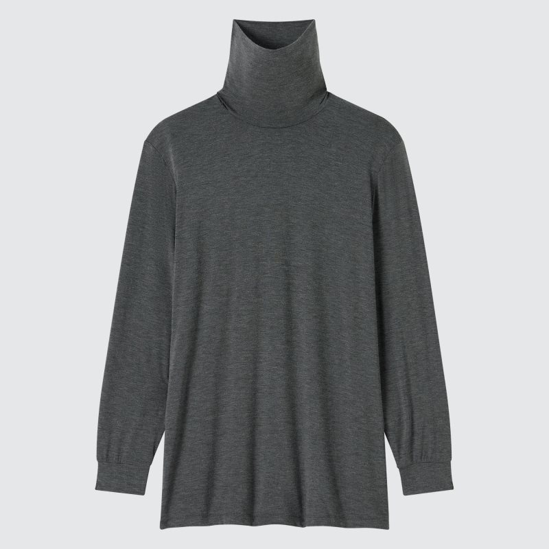 Black Uniqlo Heattech Turtleneck Men T Shirts | 6884113