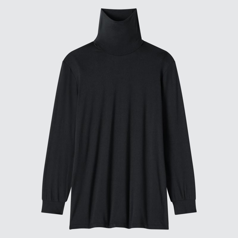 Black Uniqlo Heattech Turtleneck Men T Shirts | 6884113