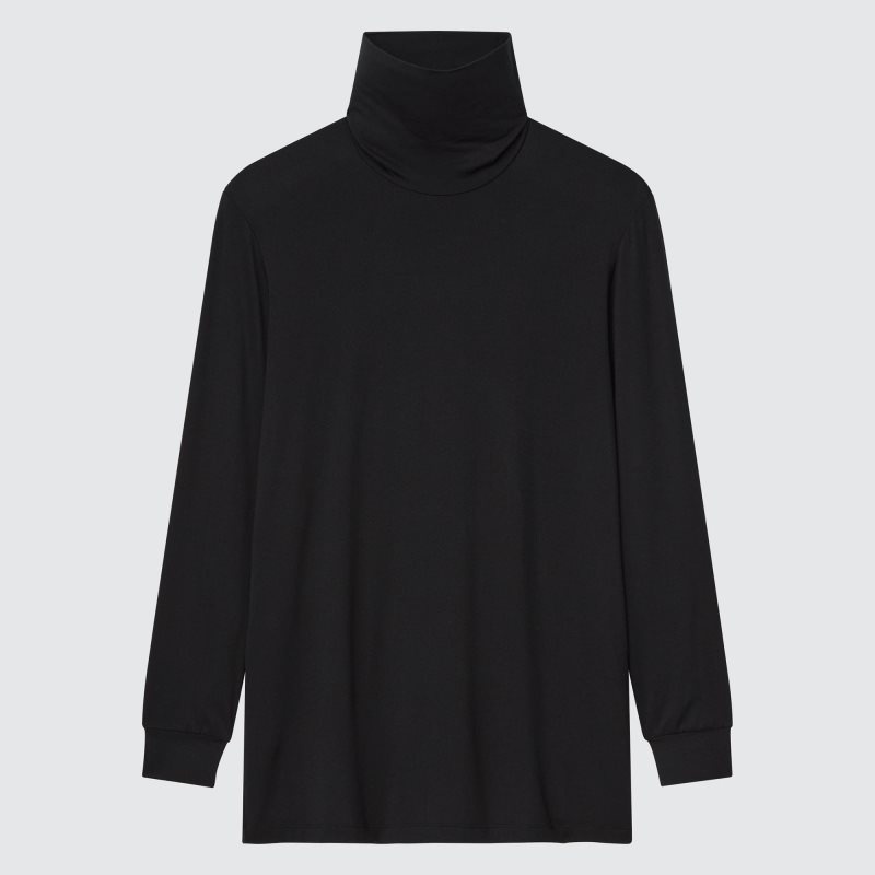 Black Uniqlo Heattech Turtleneck Men T Shirts | 2036293