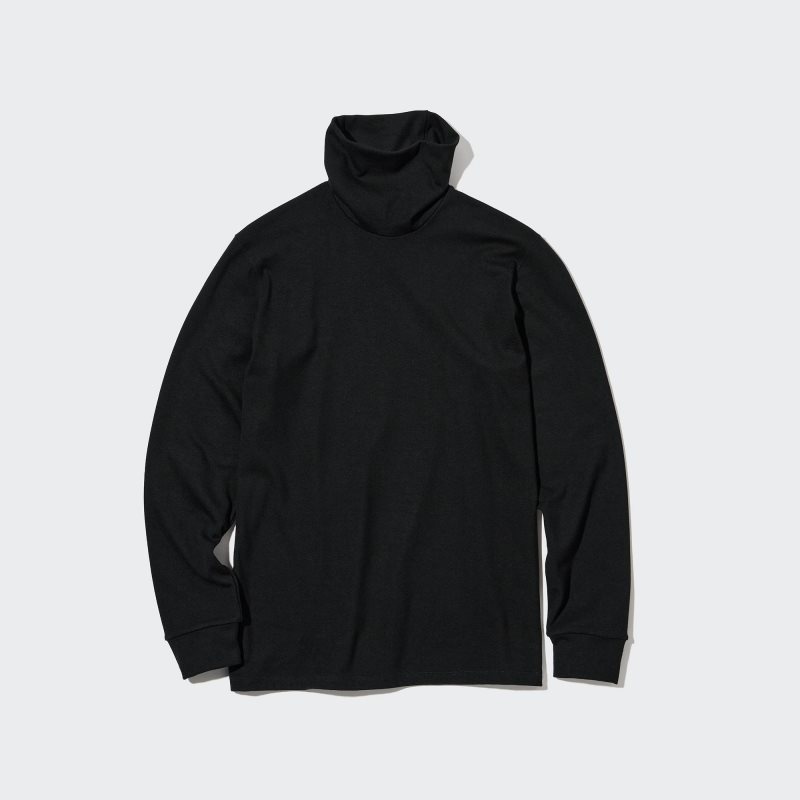 Black Uniqlo Heattech Ultra Warm Turtleneck Long-sleeve Men T Shirts | 1720091