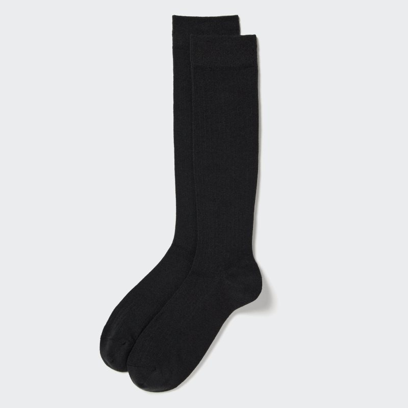 Black Uniqlo Heattech Wide-ribbed Knee-high Men Socks | 838850