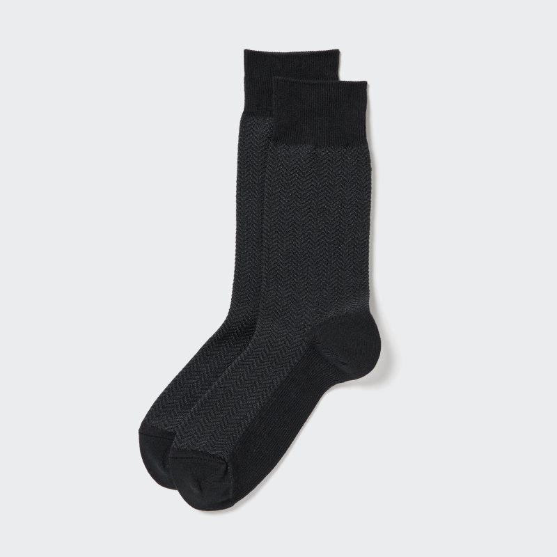 Black Uniqlo Herringbone Men Socks | 9787322