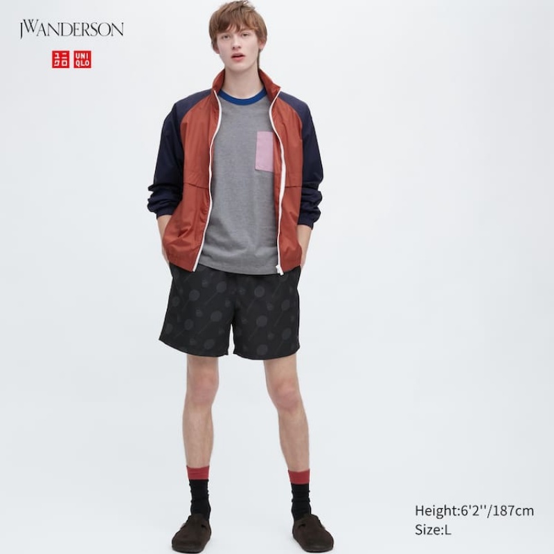 Black Uniqlo Jw Anderson Badminton Print Active Utility Men Shorts | 3515076