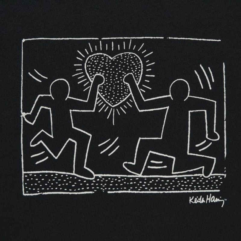Black Uniqlo Keith Haring UT Short Sleeve Women T Shirts | 2086421