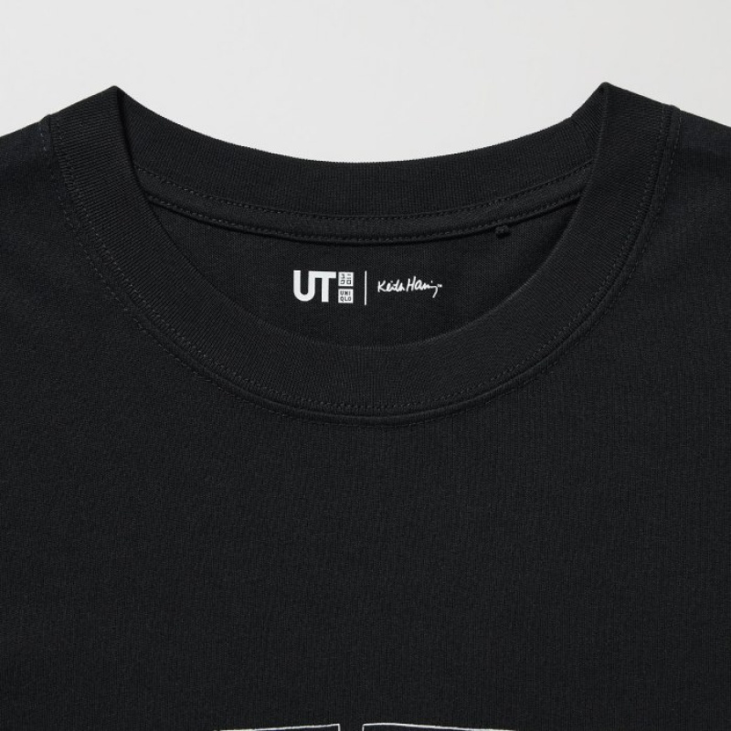 Black Uniqlo Keith Haring UT Short Sleeve Women T Shirts | 7887461