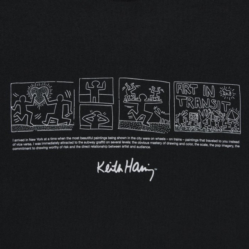 Black Uniqlo Keith Haring UT Short Sleeve Women T Shirts | 7887461