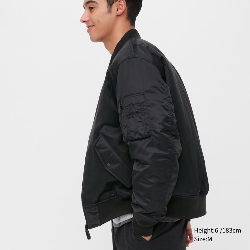 Black Uniqlo Ma-1 Men Jackets | 7129473
