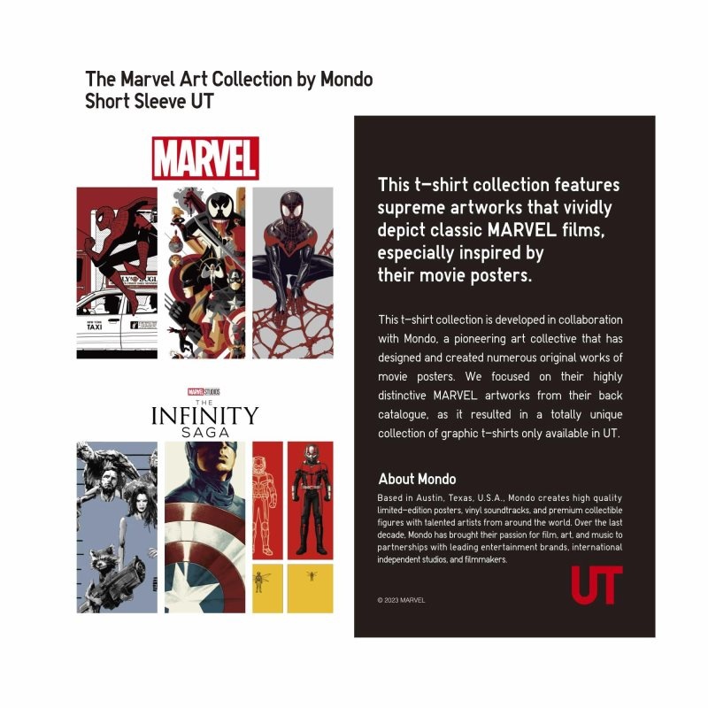 Black Uniqlo Marvel Art Collection By Mondo Ut Short Sleeve Graphic Men T Shirts | 785251