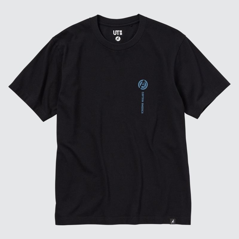 Black Uniqlo Marvel Art Collection By Mondo Ut Short Sleeve Graphic Men T Shirts | 785251