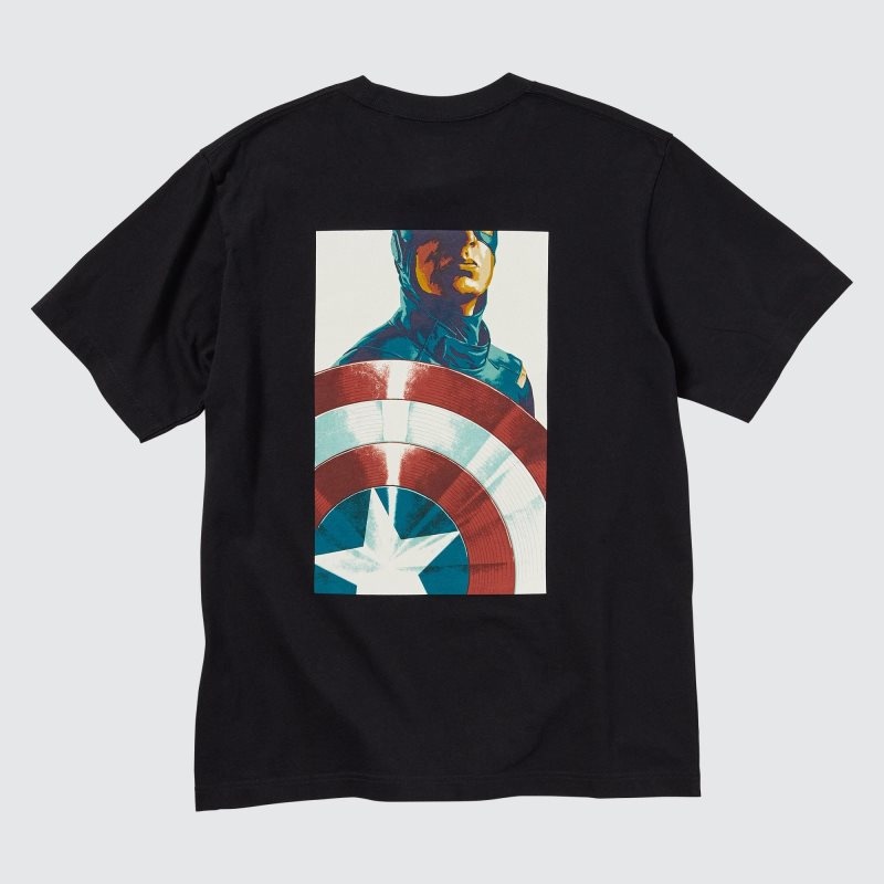 Black Uniqlo Marvel Art Collection By Mondo Ut Short Sleeve Graphic Men T Shirts | 785251