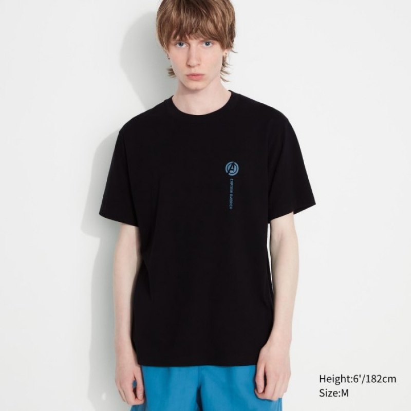 Black Uniqlo Marvel Art Collection by Mondo UT Short Sleeve Women T Shirts | 8629410