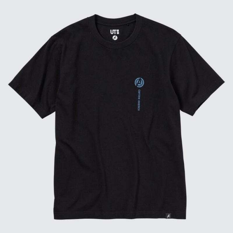 Black Uniqlo Marvel Art Collection by Mondo UT Short Sleeve Women T Shirts | 8629410