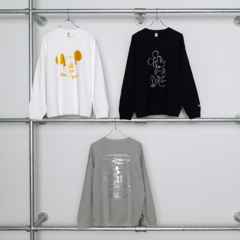 Black Uniqlo Mickey Shines Long-Sleeve Women Sweatshirts | 2027622