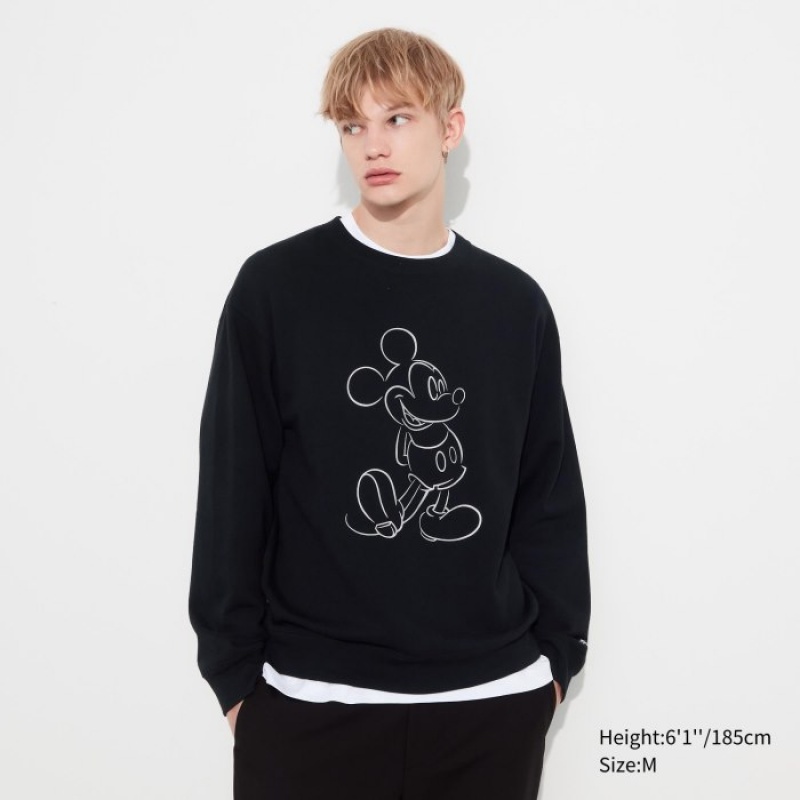 Black Uniqlo Mickey Shines Long-Sleeve Women Sweatshirts | 2027622