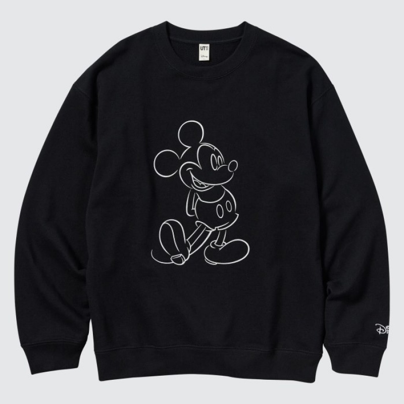 Black Uniqlo Mickey Shines Long-Sleeve Women Sweatshirts | 2027622