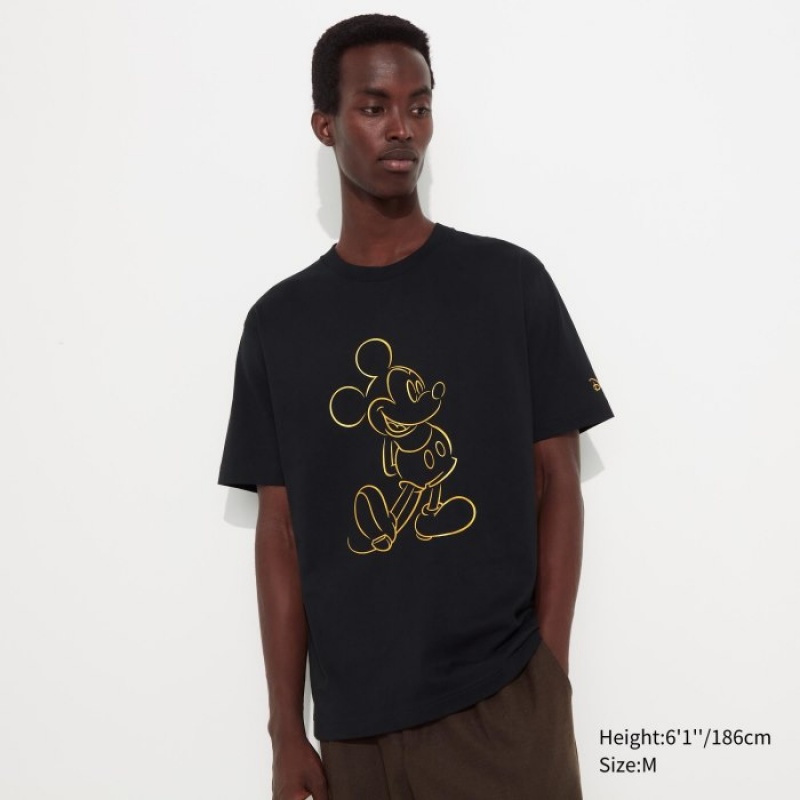 Black Uniqlo Mickey Shines UT Short-Sleeve Women T Shirts | 8410362