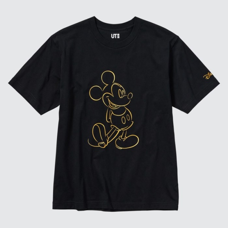 Black Uniqlo Mickey Shines UT Short-Sleeve Women T Shirts | 8410362