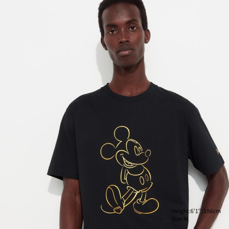 Black Uniqlo Mickey Shines UT Short-Sleeve Women T Shirts | 8410362