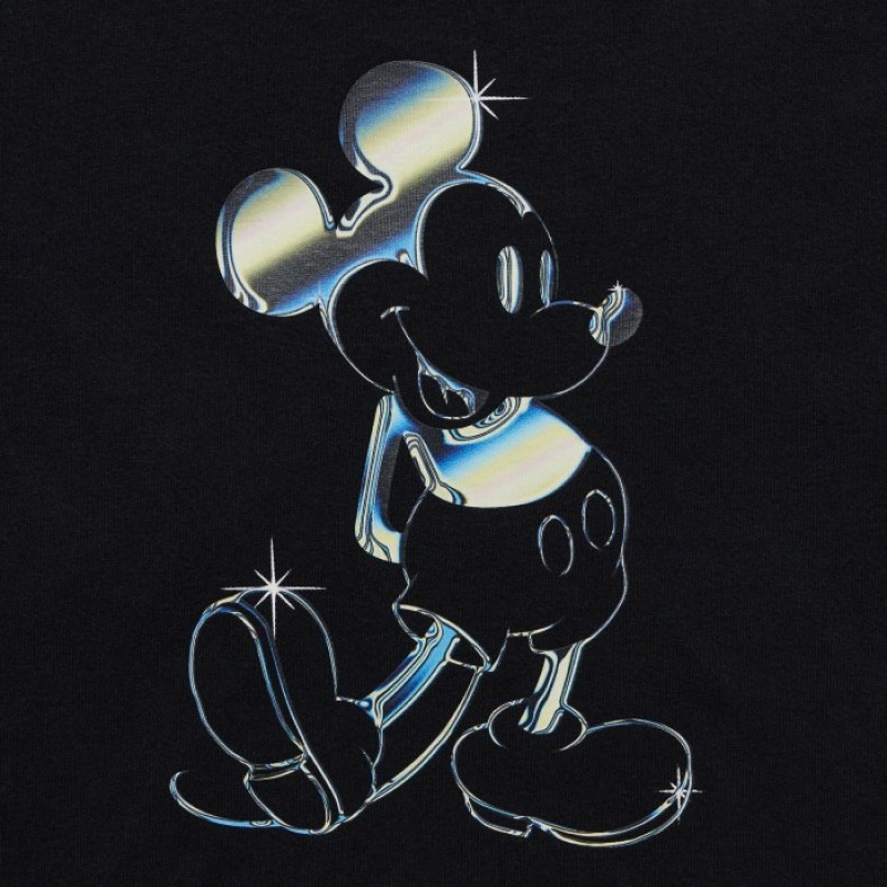 Black Uniqlo Mickey Stands UT Short Sleeve Women T Shirts | 8214852