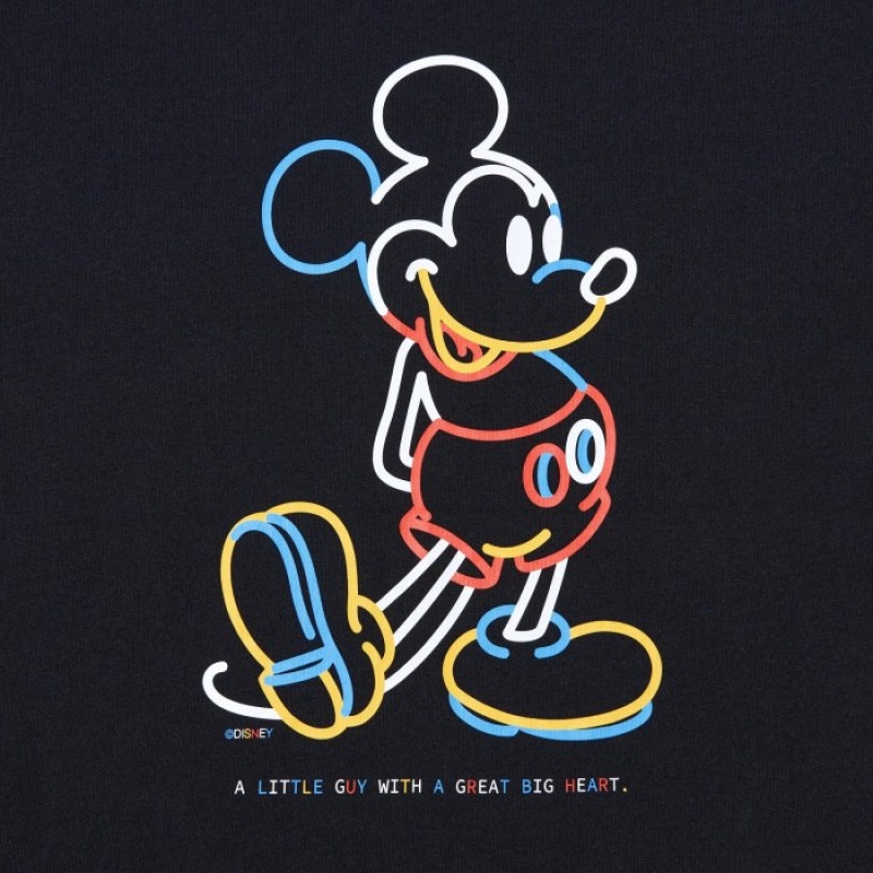 Black Uniqlo Mickey Stands UT Short Sleeve Women T Shirts | 7543978
