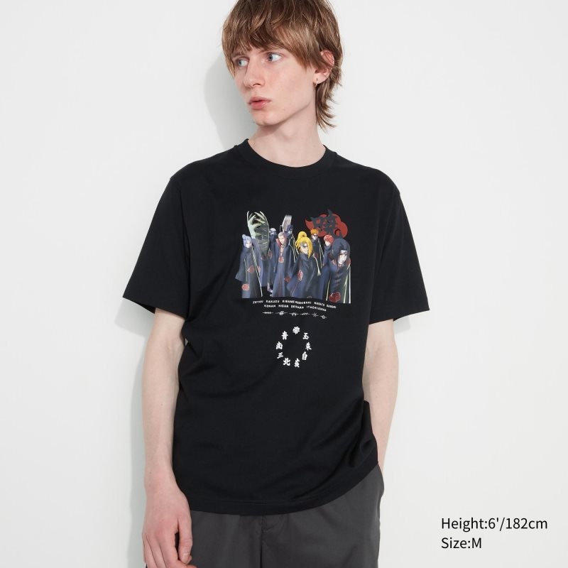 Black Uniqlo Naruto Ut Short-sleeve Graphic Akatsuki Organization Men T Shirts | 3420321