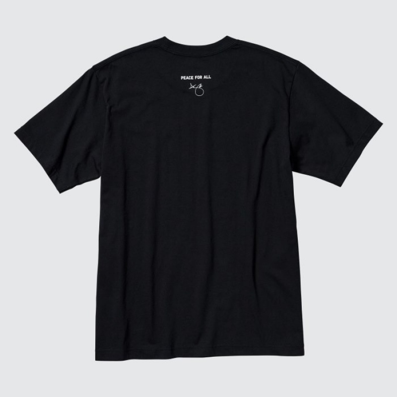 Black Uniqlo PEACE FOR ALL Short-Sleeve Graphic Adam Scott Women T Shirts | 8092705