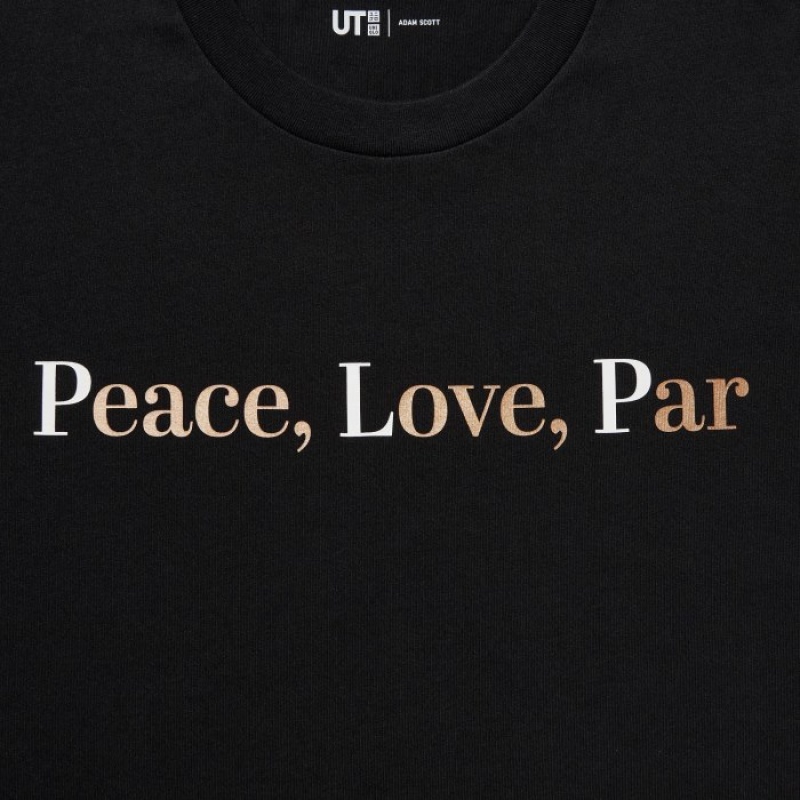 Black Uniqlo PEACE FOR ALL Short-Sleeve Graphic Adam Scott Women T Shirts | 8092705