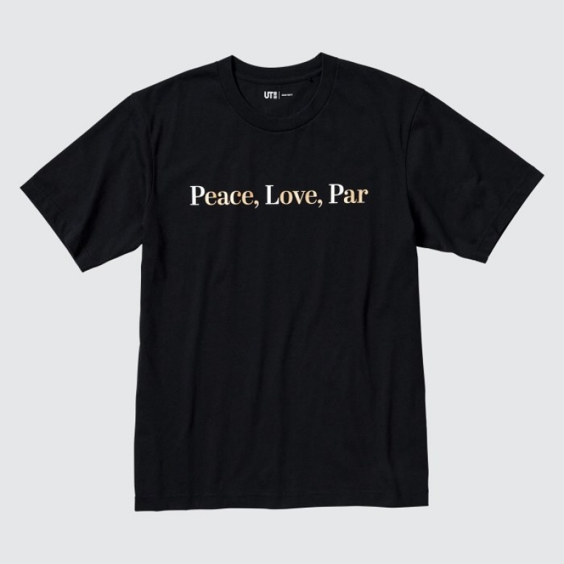 Black Uniqlo PEACE FOR ALL Short-Sleeve Graphic Adam Scott Women T Shirts | 8092705