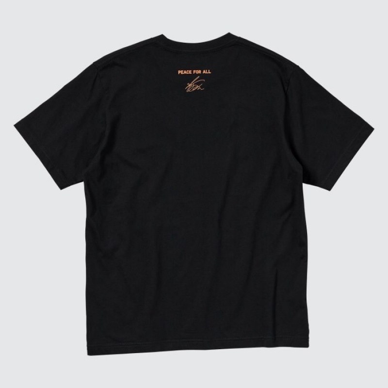 Black Uniqlo PEACE FOR ALL Short-Sleeve Graphic Shingo Kunieda Women T Shirts | 3527535
