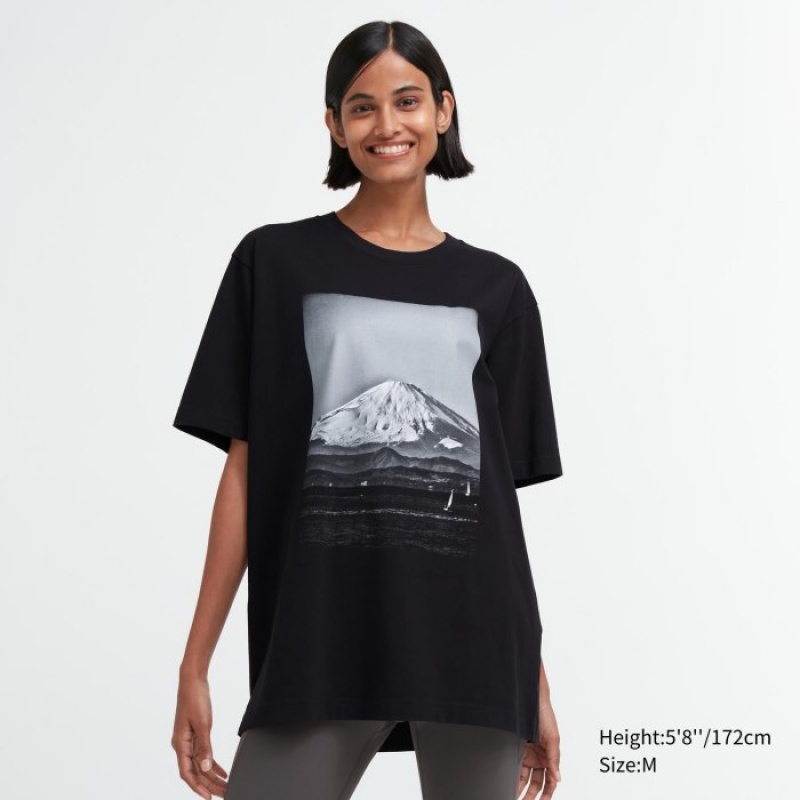 Black Uniqlo PEACE FOR ALL Short-Sleeve Graphic Daido Moriyama Women T Shirts | 204213